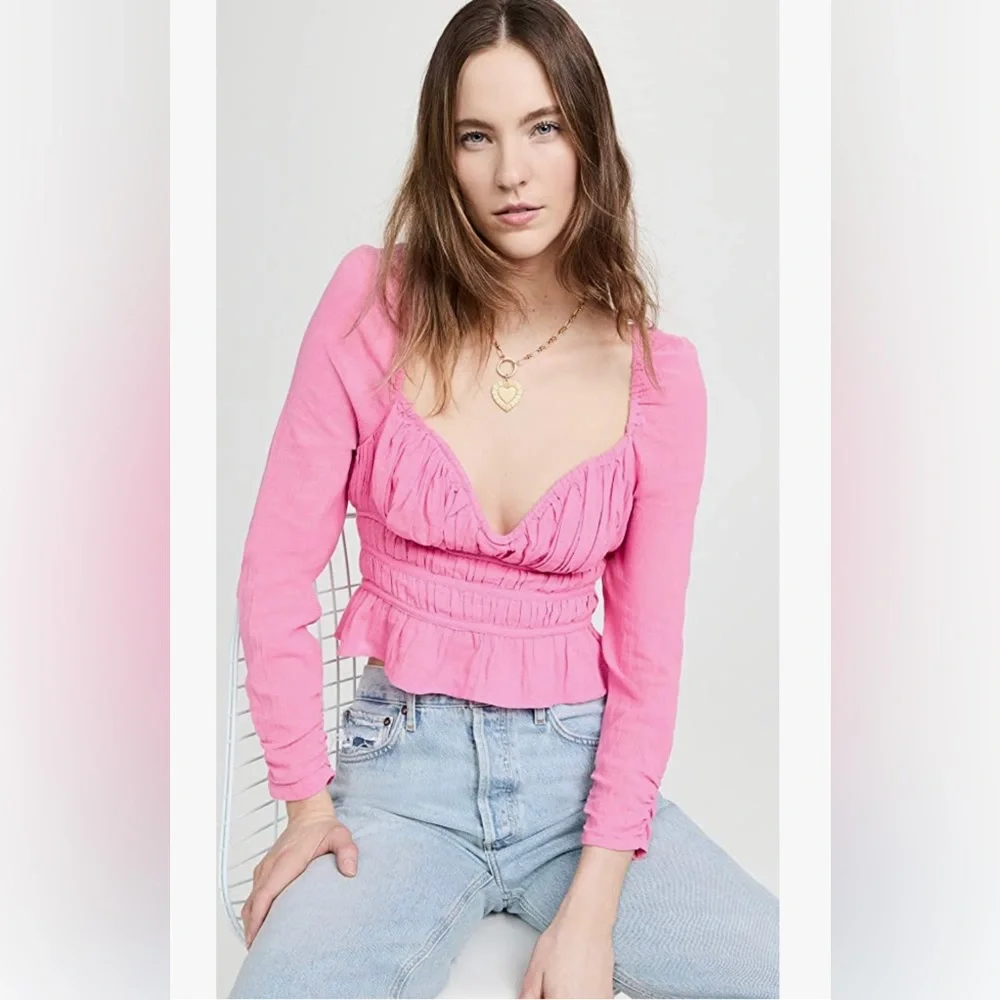 Free People Chloe Pink Crop Top NWT